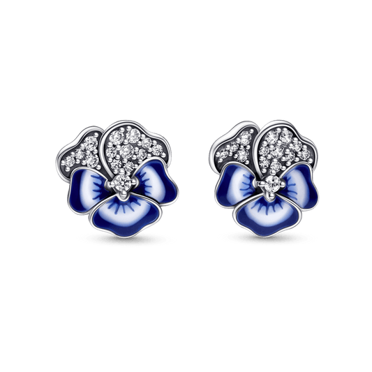 Aretes de botón Pensamiento azul