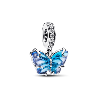 Charm Colgante Mariposa de Cristal Murano azul