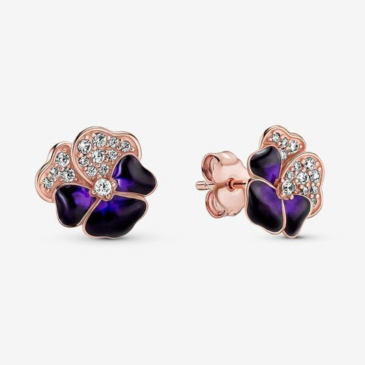 Aretes morado profundo flores