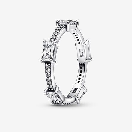 Anillo pave rectangular